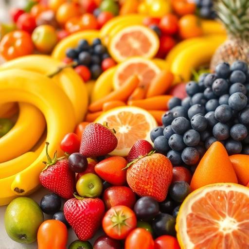 Colorful assortment of fresh fruits on a table